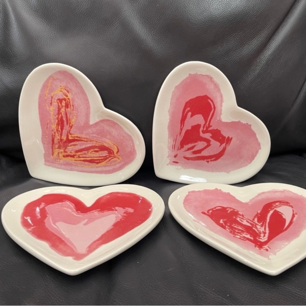 Valentines Appetizer Plates (4) Maxcera Valentines Bright Heart Appetizer Plates